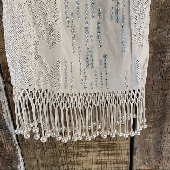 Poster Girl Yemaya Dress Shapewear Fringe Dress Oyster fishnet mini Revolve - Picture 7 of 12